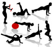 Silhouettes of exercises people