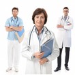 Experienced female doctor with medical students