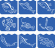 emblems of sea animals and fish emblems of sea animals and fish