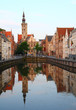 old town of Bruges in Belgium at sunset time