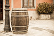 lamp and wine barrel
