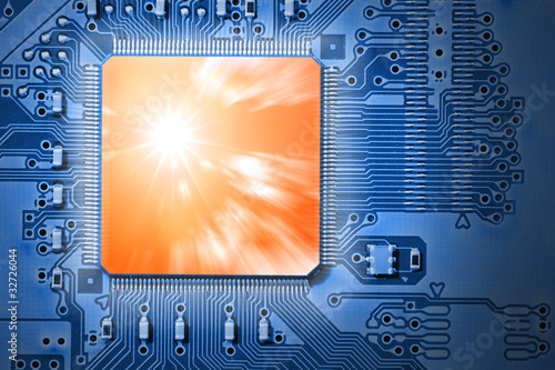  Processors on Powerful  Fast Orange Cpu   Processor On Blue Circuit Board    Joerg