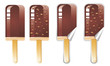 set of chocolate ice-cream dessert on stick