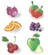 set fruit and berries