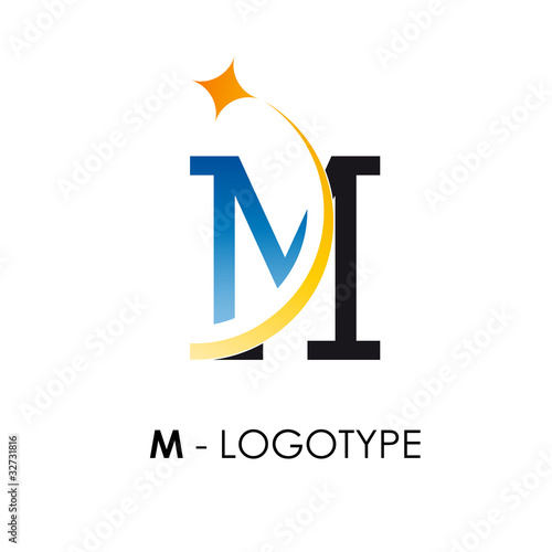 letter m logo. Logo letter M with star # Vector