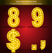 Arial Typeface in Gold Style With Shining LED Lamps
