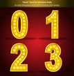Arial Typeface in Gold Style With Shining LED Lamps