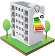Immeuble et son étiquette énergie de classe A (détouré)
