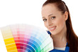 Young woman with a color guide. Young woman with a color guide.