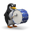 3d Penguin bangs the drum