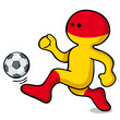 spanien fussball-maskottchen spielt fussball