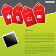 Green website template design with red labels Green website template design with red labels