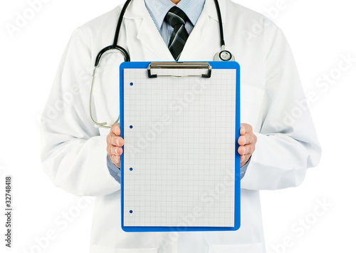Photo: doctor with graph paper doctor with graph paper