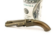 Old gun with hundred dollar bill