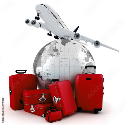 Illustration: 3d world wide tourism concept 3d world wide tourism concept