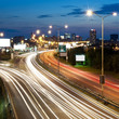 Highway in to the big city at night - central Europe - Prague Highway in to the big city at night - central Europe - Prague