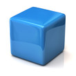 Blue cube isolated on white background