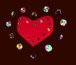 red heart and jewels