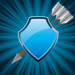 Security shield, decorated with arrows, vector illustration