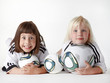 Foto: Two little girls as football fans watching Woman´s World Cup Two little girls as football fans watching Woman´s World Cup