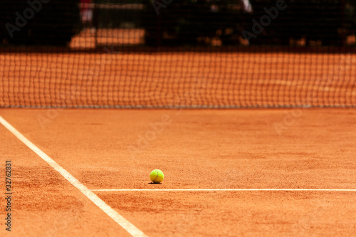 Photo: Clay Tennis Court with Ball Clay Tennis Court with Ball