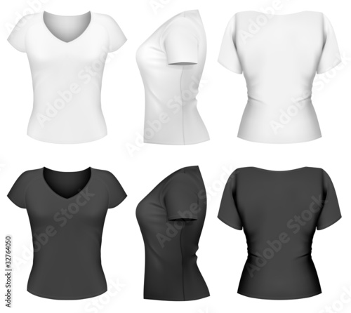 Vector: Vector woman t-shirt design template (front, back, side design) Vector woman t-shirt design template (front, back, side design)