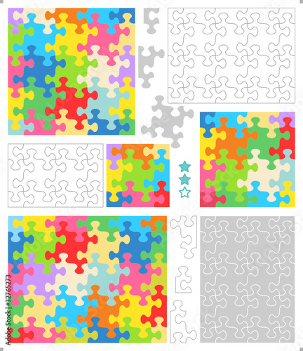 jigsaw puzzle template. Jigsaw puzzle templates with whimsically shaped pieces