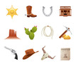 Vektor: Set of 12 icons from the American Old West Set of 12 icons from the American Old West