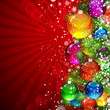 Christmas background with snow-covered Christmas tree.