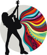 silhouette of a singer on the background