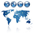 world map and globes