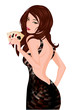 Beautiful girl with poker cards, vector illustration Beautiful girl with poker cards, vector illustration