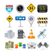 Image : road and car icon set