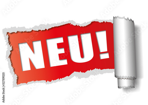 Vector: NEU! - aufgerissenes Papier - rot NEU! - aufgerissenes Papier - rot