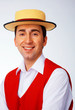 Man in yellow hat and red waistcoat