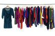 Row of clothing on hanger in a row