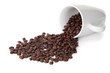 Spilled cup of coffee beans
