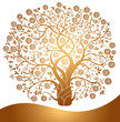 Beautiful gold tree with flowers