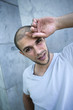 Jeune, homme, sportif, fatigue, effort, plein air, masculin