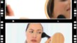 Montage of cute women making-up