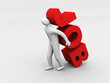 3d man carrying heavy job sign. Overworking concept