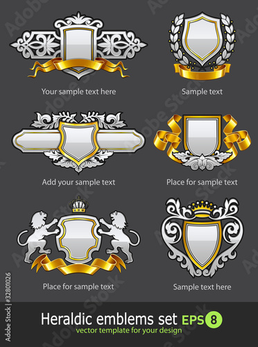 Vector: heraldic vintage emblems set heraldic vintage emblems set