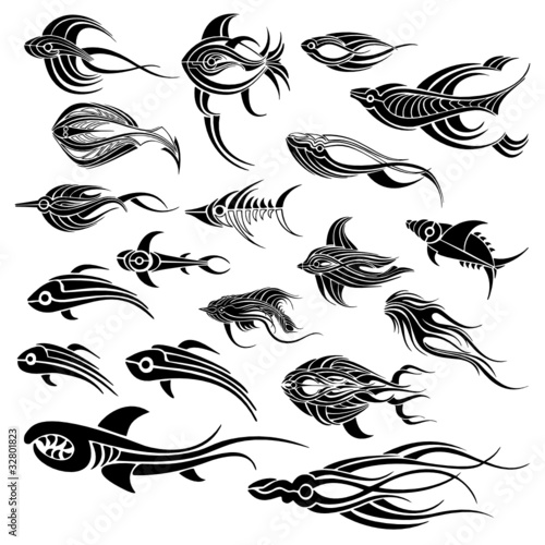 Set of tribal fish