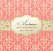 invitation vintage label vector frame pink
