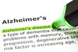'Alzheimer's disease', under 'Alzheimer's'