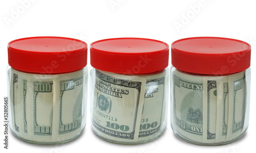 Photo: set of banknote in jar set of banknote in jar