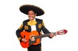 Photo: Charro mexican Mariachi playing guitar on white Charro mexican Mariachi playing guitar on white
