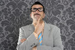 nerd businessman pensive gesture silly funny retro