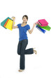 happy young beautiful girl with the bags