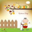 welcome baby greeting card with puppy